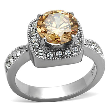 Silver Womens Ring Anillo Para Mujer Stainless Steel Ring with AAA Grade CZ in Champagne Color - Jewelry Store by Erik Rayo