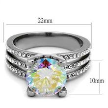 Load image into Gallery viewer, Silver Womens Ring Anillo Para Mujer Stainless Steel Ring with AAA Grade CZ in White AB - Jewelry Store by Erik Rayo
