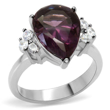 Load image into Gallery viewer, Silver Womens Ring Anillo Para Mujer Stainless Steel Ring with Glass in Amethyst - Jewelry Store by Erik Rayo
