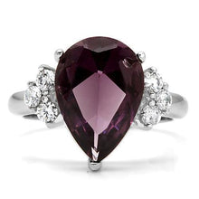 Load image into Gallery viewer, Silver Womens Ring Anillo Para Mujer Stainless Steel Ring with Glass in Amethyst - Jewelry Store by Erik Rayo
