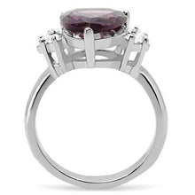 Load image into Gallery viewer, Silver Womens Ring Anillo Para Mujer Stainless Steel Ring with Glass in Amethyst - Jewelry Store by Erik Rayo
