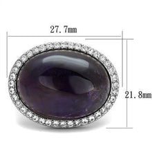 Load image into Gallery viewer, Silver Womens Ring Anillo Para Mujer Stainless Steel Ring with Semi-Precious Amethyst Crystal in Amethyst - Jewelry Store by Erik Rayo
