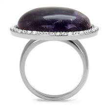 Load image into Gallery viewer, Silver Womens Ring Anillo Para Mujer Stainless Steel Ring with Semi-Precious Amethyst Crystal in Amethyst - Jewelry Store by Erik Rayo
