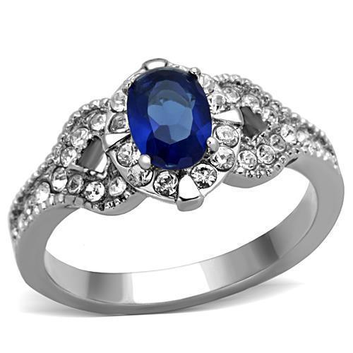 Silver Womens Ring Anillo Para Mujer Stainless Steel Ring with Synthetic Glass in Montana - Jewelry Store by Erik Rayo