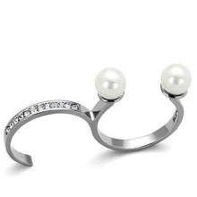 Load image into Gallery viewer, Silver Womens Ring Anillo Para Mujer Stainless Steel Ring with Synthetic Pearl in White - Jewelry Store by Erik Rayo
