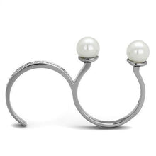 Load image into Gallery viewer, Silver Womens Ring Anillo Para Mujer Stainless Steel Ring with Synthetic Pearl in White - Jewelry Store by Erik Rayo
