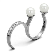 Load image into Gallery viewer, Silver Womens Ring Anillo Para Mujer Stainless Steel Ring with Synthetic Pearl in White - Jewelry Store by Erik Rayo
