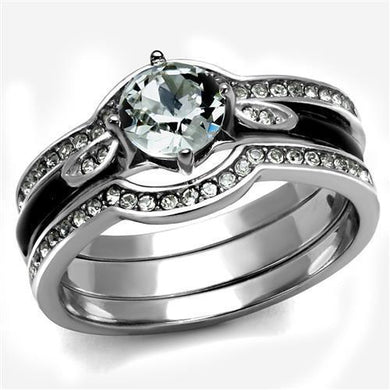 Silver Womens Ring Anillo Para Mujer Stainless Steel Ring with Top Grade Crystal in Clear Italy - Jewelry Store by Erik Rayo