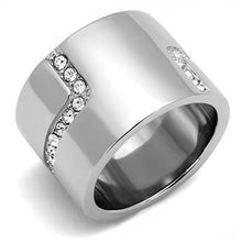 Load image into Gallery viewer, Silver Womens Ring Anillo Para Mujer Stainless Steel Ring with Top Grade Crystal in Clear Lombardy - Jewelry Store by Erik Rayo
