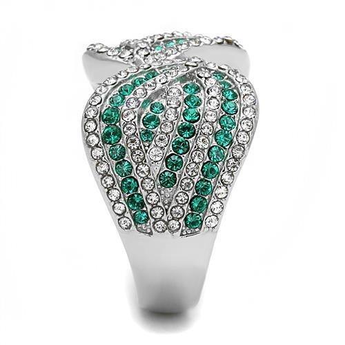 Silver Rings for Women Anillo Para Mujer Stainless Steel Ring with Top Grade Crystal in Emerald - Jewelry Store by Erik Rayo