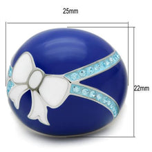 Load image into Gallery viewer, Silver Womens Ring Anillo Para Mujer Stainless Steel Ring with Top Grade Crystal in Sea Blue Mantua - Jewelry Store by Erik Rayo
