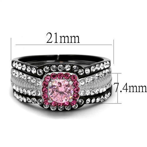 Silver Womens Ring Rose Pink Anillo Para Mujer 316L Stainless Steel Ring with AAA Grade CZ in Light Rose Adele - Jewelry Store by Erik Rayo