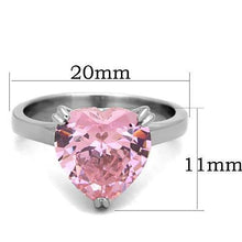 Load image into Gallery viewer, Silver Womens Ring Rose Pink Anillo Para Mujer y Ninos Unisex Kids 316L Stainless Steel Ring with AAA Grade CZ Rose - Jewelry Store by Erik Rayo
