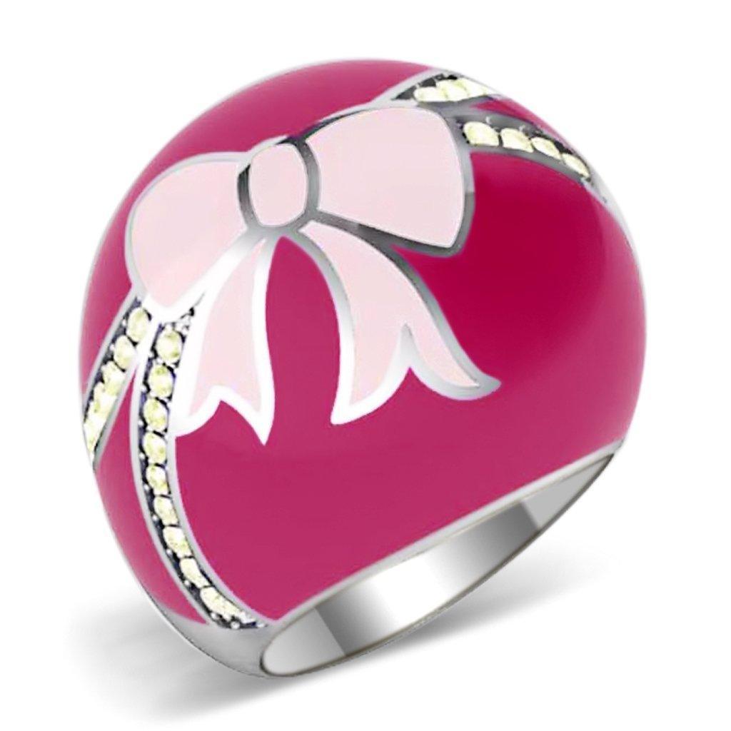 Silver Womens Ring Rose Pink Anillo Para Mujer 316L Stainless Steel Ring with Top Grade Crystal in Citrine Yellow - Jewelry Store by Erik Rayo