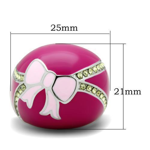 Silver Womens Ring Rose Pink Anillo Para Mujer 316L Stainless Steel Ring with Top Grade Crystal in Citrine Yellow - Jewelry Store by Erik Rayo