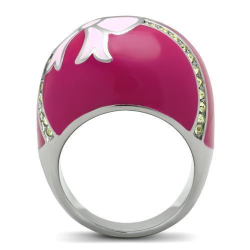 Silver Womens Ring Rose Pink Anillo Para Mujer 316L Stainless Steel Ring with Top Grade Crystal in Citrine Yellow - Jewelry Store by Erik Rayo