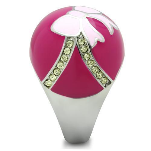 Silver Womens Ring Rose Pink Anillo Para Mujer 316L Stainless Steel Ring with Top Grade Crystal in Citrine Yellow - Jewelry Store by Erik Rayo