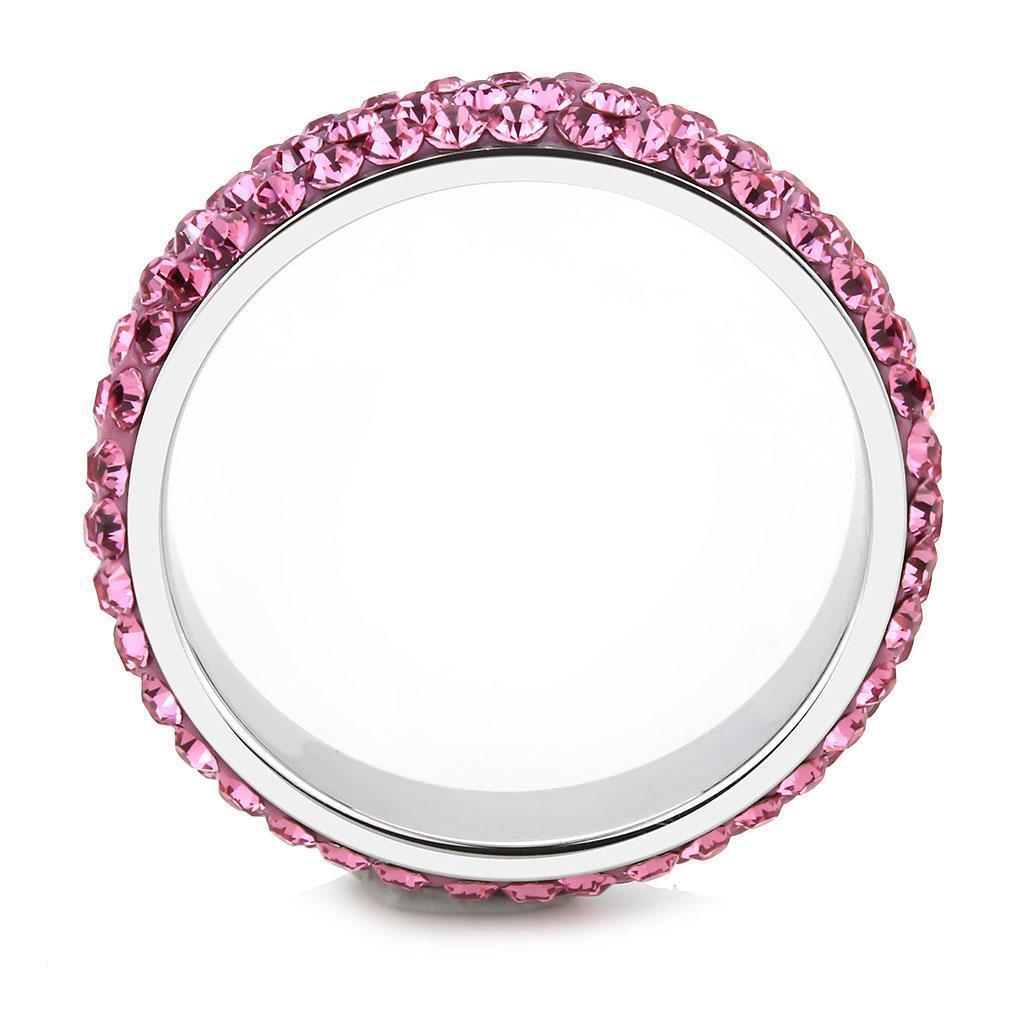 Silver Womens Ring Rose Pink Anillo Para Mujer 316L Stainless Steel Ring with Top Grade Crystal in Rose - Jewelry Store by Erik Rayo