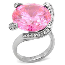 Load image into Gallery viewer, Silver Womens Ring Rose Pink Anillo Para Mujer Stainless Steel Ring with AAA Grade CZ in Rose - Jewelry Store by Erik Rayo
