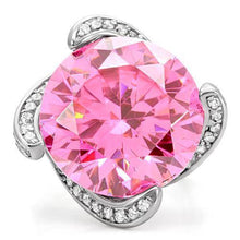 Load image into Gallery viewer, Silver Womens Ring Rose Pink Anillo Para Mujer Stainless Steel Ring with AAA Grade CZ in Rose - Jewelry Store by Erik Rayo
