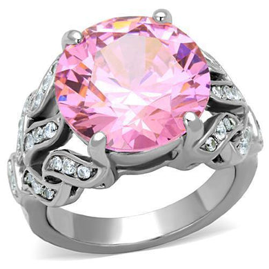 Silver Womens Ring Rose Pink Anillo Para Mujer Stainless Steel Ring with AAA Grade CZ Rosa - Jewelry Store by Erik Rayo