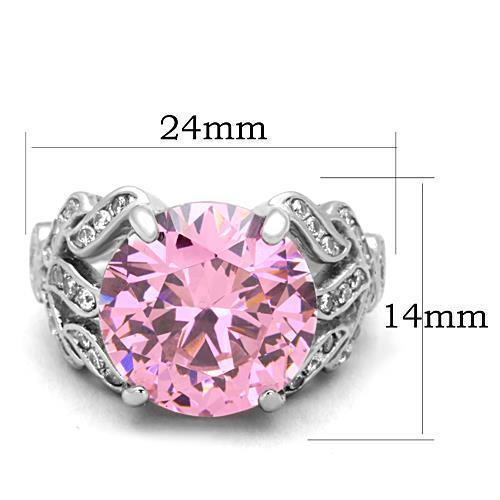 Silver Rings for Women Rose Pink Anillo Para Mujer Stainless Steel Ring with AAA Grade CZ Rosa - Jewelry Store by Erik Rayo