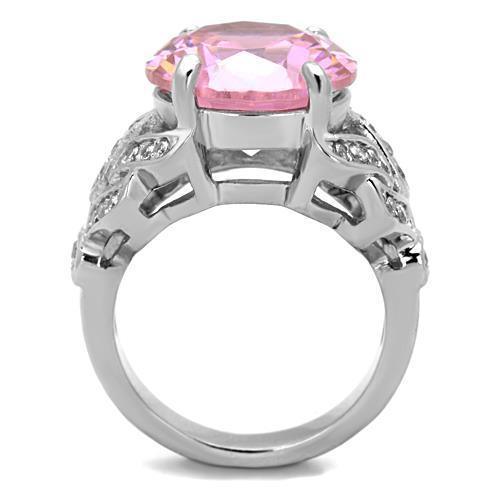 Silver Rings for Women Rose Pink Anillo Para Mujer Stainless Steel Ring with AAA Grade CZ Rosa - Jewelry Store by Erik Rayo