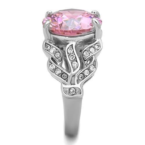 Silver Rings for Women Rose Pink Anillo Para Mujer Stainless Steel Ring with AAA Grade CZ Rosa - Jewelry Store by Erik Rayo