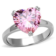 Load image into Gallery viewer, Silver Womens Ring Rose Pink Anillo Para Mujer Stainless Steel Ring with AAA Grade CZ Rose - Jewelry Store by Erik Rayo
