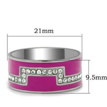 Load image into Gallery viewer, Silver Womens Ring Rose Pink Anillo Para Mujer Stainless Steel Ring with Top Grade Crystal in Clear Beverly - Jewelry Store by Erik Rayo
