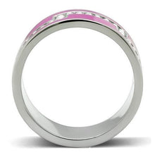 Load image into Gallery viewer, Silver Womens Ring Rose Pink Anillo Para Mujer Stainless Steel Ring with Top Grade Crystal in Clear Beverly - Jewelry Store by Erik Rayo
