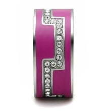 Load image into Gallery viewer, Silver Womens Ring Rose Pink Anillo Para Mujer Stainless Steel Ring with Top Grade Crystal in Clear Beverly - Jewelry Store by Erik Rayo
