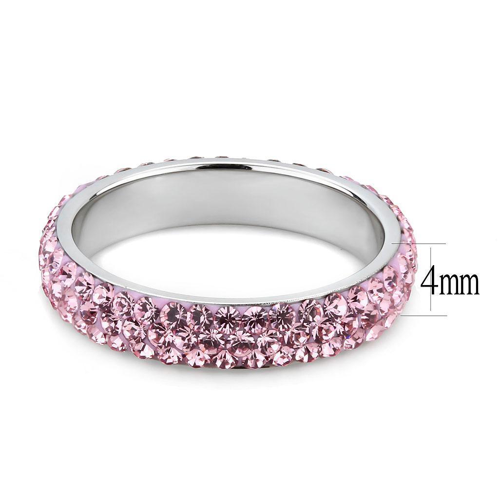 Silver Rings for Women Rose Pink Anillo Para Mujer Stainless Steel Ring with Top Grade Crystal in Light Rose - Jewelry Store by Erik Rayo