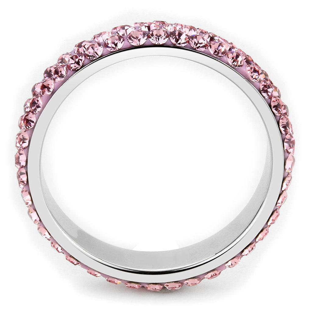 Silver Rings for Women Rose Pink Anillo Para Mujer Stainless Steel Ring with Top Grade Crystal in Light Rose - Jewelry Store by Erik Rayo