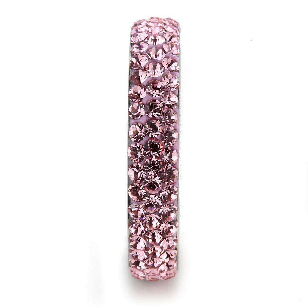 Silver Rings for Women Rose Pink Anillo Para Mujer Stainless Steel Ring with Top Grade Crystal in Light Rose - Jewelry Store by Erik Rayo