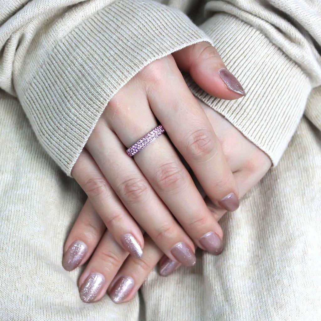 Silver Rings for Women Rose Pink Anillo Para Mujer Stainless Steel Ring with Top Grade Crystal in Light Rose - Jewelry Store by Erik Rayo