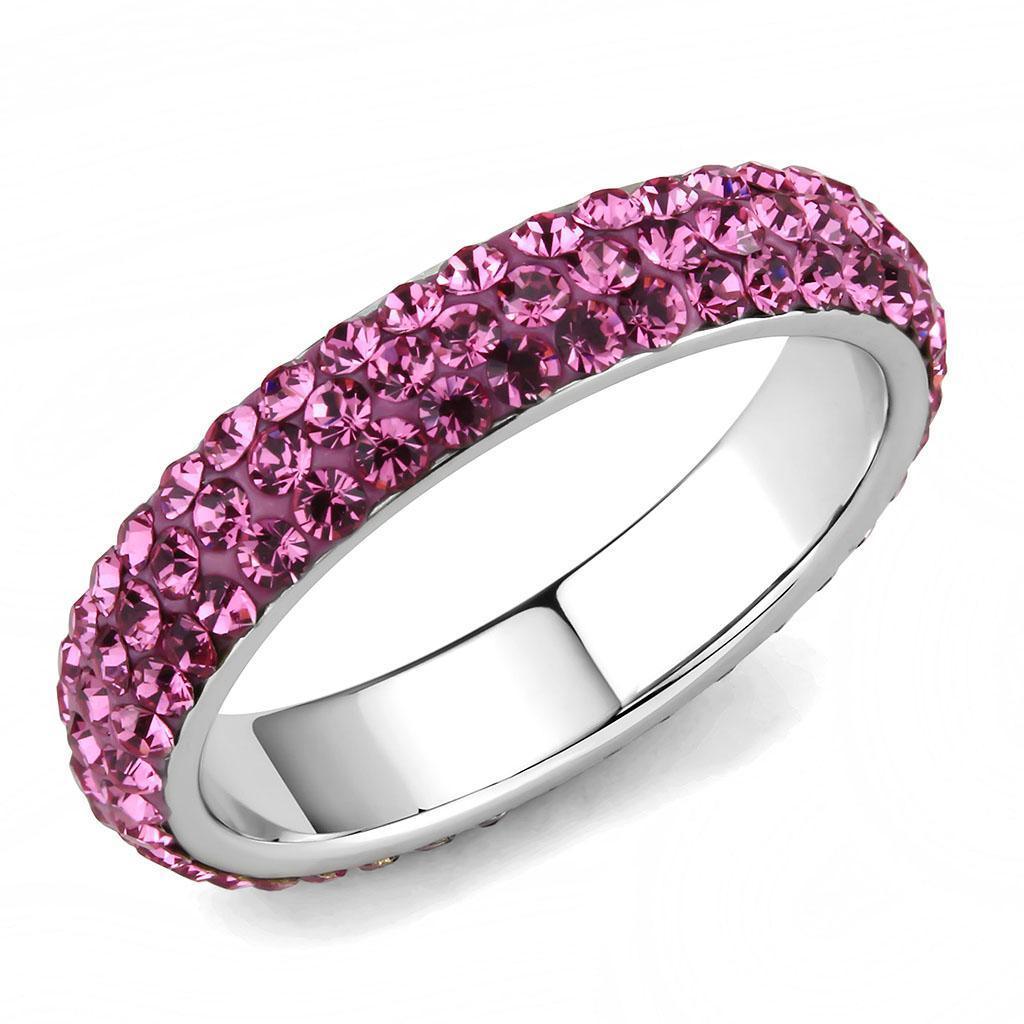 Silver Rings for Women Rose Pink Anillo Para Mujer Stainless Steel Ring with Top Grade Crystal in Rose - Jewelry Store by Erik Rayo