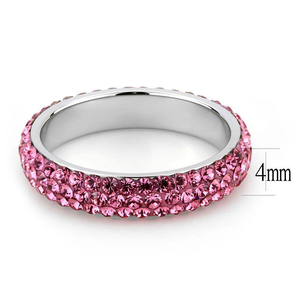 Silver Rings for Women Rose Pink Anillo Para Mujer Stainless Steel Ring with Top Grade Crystal in Rose - Jewelry Store by Erik Rayo