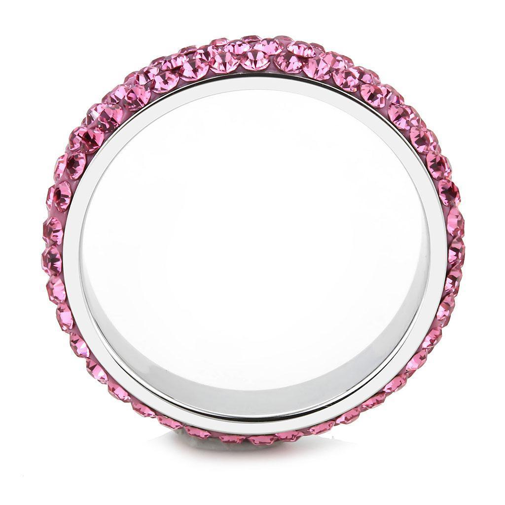 Silver Rings for Women Rose Pink Anillo Para Mujer Stainless Steel Ring with Top Grade Crystal in Rose - Jewelry Store by Erik Rayo