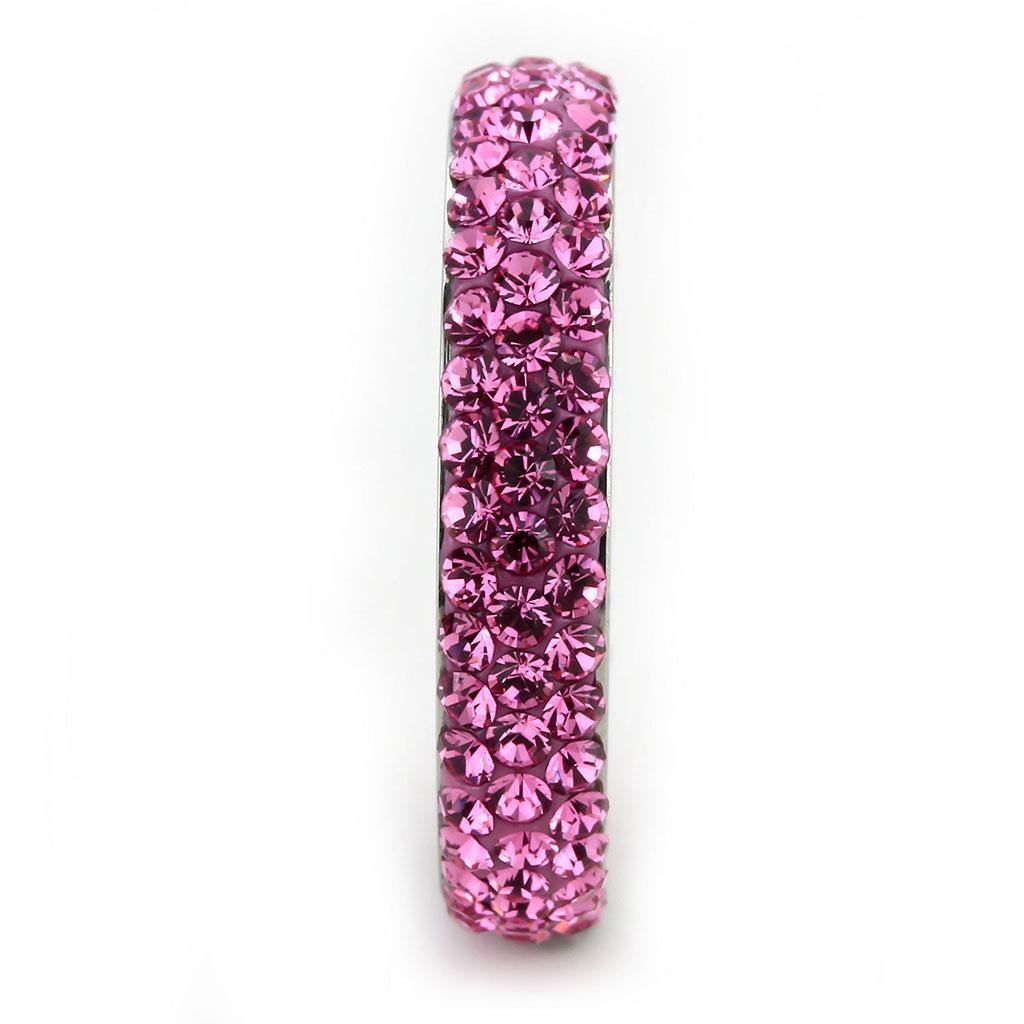 Silver Rings for Women Rose Pink Anillo Para Mujer Stainless Steel Ring with Top Grade Crystal in Rose - Jewelry Store by Erik Rayo