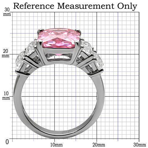Silver Womens Ring Rose Pink High polished (no plating) 316L Stainless Steel Ring with AAA Grade CZ in Rose TK088 - Jewelry Store by Erik Rayo