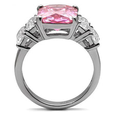 Load image into Gallery viewer, Silver Womens Ring Rose Pink High polished (no plating) 316L Stainless Steel Ring with AAA Grade CZ in Rose TK088 - Jewelry Store by Erik Rayo
