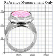 Load image into Gallery viewer, Silver Womens Ring Rose Pink High polished (no plating) 316L Stainless Steel Ring with AAA Grade CZ in Rose TK118 - Jewelry Store by Erik Rayo
