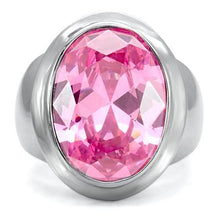 Load image into Gallery viewer, Silver Womens Ring Rose Pink High polished (no plating) 316L Stainless Steel Ring with AAA Grade CZ in Rose TK118 - Jewelry Store by Erik Rayo
