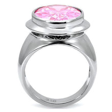 Load image into Gallery viewer, Silver Womens Ring Rose Pink High polished (no plating) 316L Stainless Steel Ring with AAA Grade CZ in Rose TK118 - Jewelry Store by Erik Rayo
