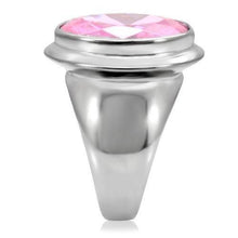 Load image into Gallery viewer, Silver Womens Ring Rose Pink High polished (no plating) 316L Stainless Steel Ring with AAA Grade CZ in Rose TK118 - Jewelry Store by Erik Rayo
