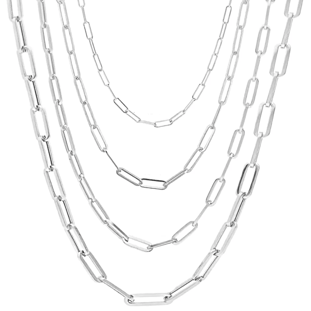 925 Silver Paper Clip Chain for Men and Women Real Solid Italian 925 Sterling Silver Necklaces - Jewelry Store by Erik Rayo