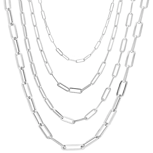 925 Silver Paper Clip Chain for Men and Women Real Solid Italian 925 Sterling Silver Necklaces - Jewelry Store by Erik Rayo