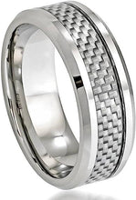 Load image into Gallery viewer, Size 8-15 Tungsten White Carbon Fiber Rings 6mm - Jewelry Store by Erik Rayo
