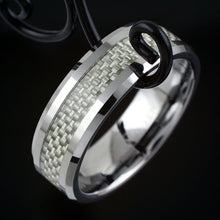 Load image into Gallery viewer, Size 8-15 Tungsten White Carbon Fiber Rings 6mm - Jewelry Store by Erik Rayo
